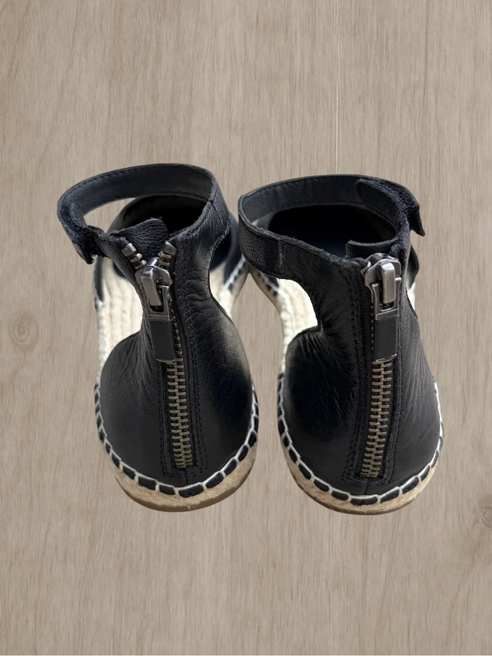 Eileen Fisher Black Leather Lala Espadrille Flats, Sz 8.5, NWOT
